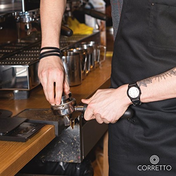 Corretto Espresso 탬핑 매트 - 작업대를 보호하는 고급스러운 그립감과 식품 안전 검정색 실리콘 코너 탬퍼 및 포장 매트