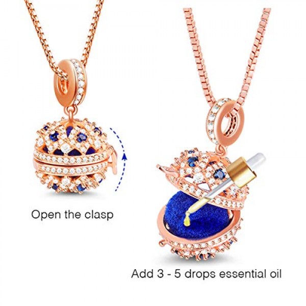 Gnoce 여성용 에센셜 오일 디퓨저 펜던트 목걸이 925 스털링 실버 