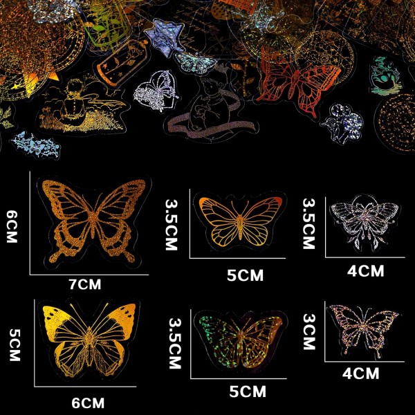 405pcs Scrapbooking 스티커 스티커, 홀로그램 스티커 빛나는 매직 나비 액세서리, 동화 컬렉션 일기, 사진 앨범, 달력 반짝이 스티커에 대 한 홀로그램 반짝이 스티커 스티