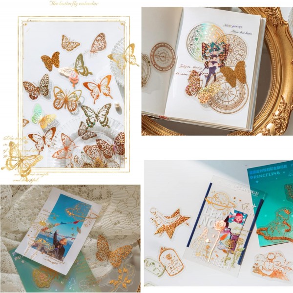 405pcs Scrapbooking 스티커 스티커, 홀로그램 스티커 빛나는 매직 나비 액세서리, 동화 컬렉션 일기, 사진 앨범, 달력 반짝이 스티커에 대 한 홀로그램 반짝이 스티커 스티