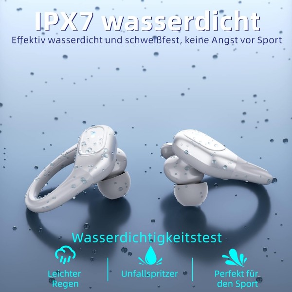 Ulfsaar Bluetooth 헤드폰, HD 마이크가 있는 귀 헤드폰 무선 Bluetooth 5.3, 무선 헤드폰 HiFi 스테레오, Android iOS 실버용 스포츠 이어폰 딥 베이스 IPX7 방수 90시간 재생 시간