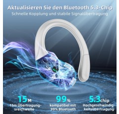Ulfsaar Bluetooth 헤드폰, HD 마이크가 있는 귀 헤드폰 무선 Bluetooth 5.3, 무선 헤드폰 HiFi 스테레오, Android iOS 실버용 스포츠 이어폰 딥 베이스 IPX7 방수 90시간 재생 시간