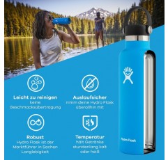 HYDRO FLASK - 드링킹 보틀 621ml(21oz) - 진공 단열 스테인리스 스틸 물병 - 누출 방지 플렉스 캡 뚜껑이 있는 스포츠 물병 - 보틀 식기세척기 안전 - 표준 개방 - 올리브 코어 