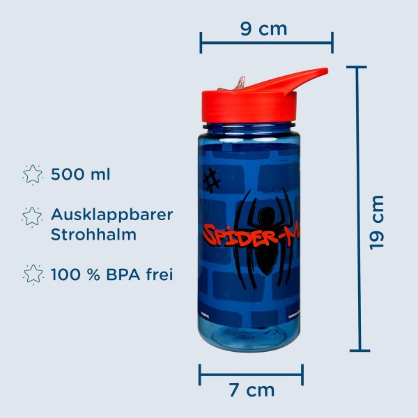 Scooli 스파이더맨 AERO 물병 물병 쉽게 누수 방지 접이식 음료수 스파우트 - 500 ml Modern