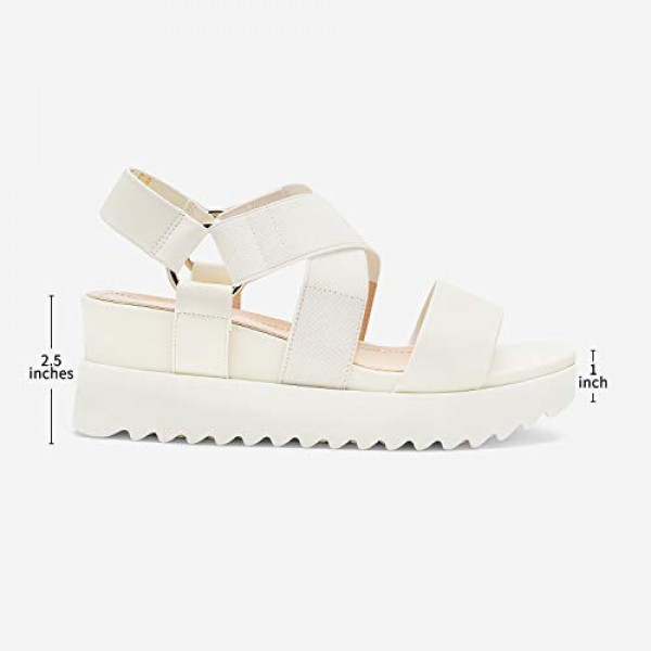 DREAM PAIRS 여성용 오픈 토 앵클 스트랩 플랫폼 웨지 샌들