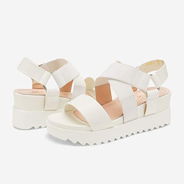 DREAM PAIRS 여성용 오픈 토 앵클 스트랩 플랫폼 웨지 샌들