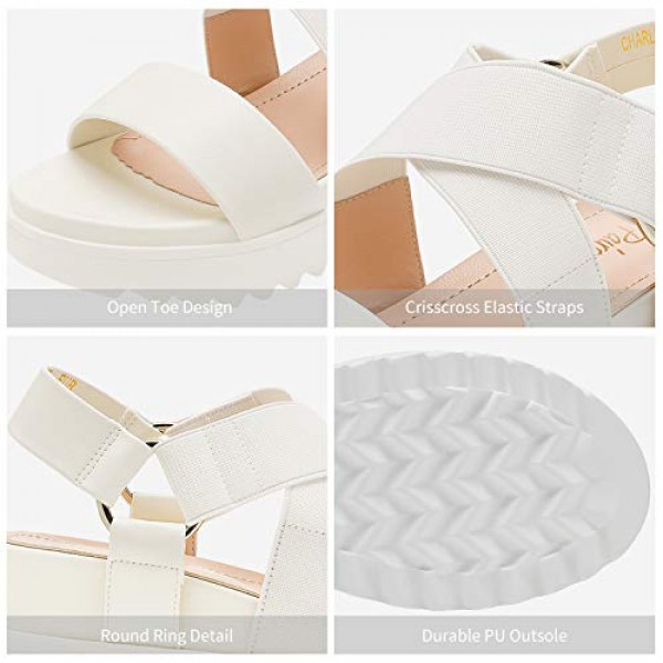 DREAM PAIRS 여성용 오픈 토 앵클 스트랩 플랫폼 웨지 샌들