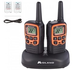 미들랜드 - T51VP3 X-TALKER 탐지 및 복구 워키토키 장거리 - NOAA 기상 스캔 + 경보, 38개의 개인 정보 보호 코드를 갖춘 캐러밴 어린이용 FRS 양방향 라디오 - 블랙/오렌지 - 2