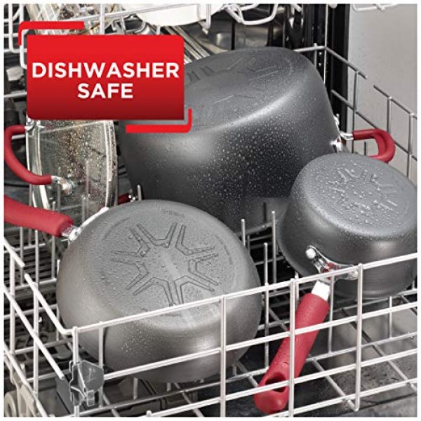 T-fal Ultimate 단단한 양극산화 처리된 붙지 않는 조리기구 세트 12피스 오븐 브로일러 안전 600F 냄비 및 팬, 식기세척기 사용 가능 검정색