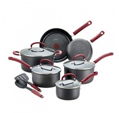 T-fal Ultimate 단단한 양극산화 처리된 붙지 않는 조리기구 세트 12피스 오븐 브로일러 안전 600F 냄비 및 팬, 식기세척기 사용 가능 검정색