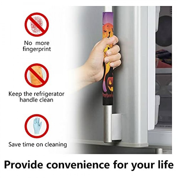 할로윈 호박 고양이 냉장고 문 손잡이 커버 박쥐 스파이더 웹 보름달 주방 가전 장갑 전자 레인지 식기 세척기 냉장고 문 천 보호대 2pcs