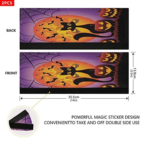 할로윈 호박 고양이 냉장고 문 손잡이 커버 박쥐 스파이더 웹 보름달 주방 가전 장갑 전자 레인지 식기 세척기 냉장고 문 천 보호대 2pcs