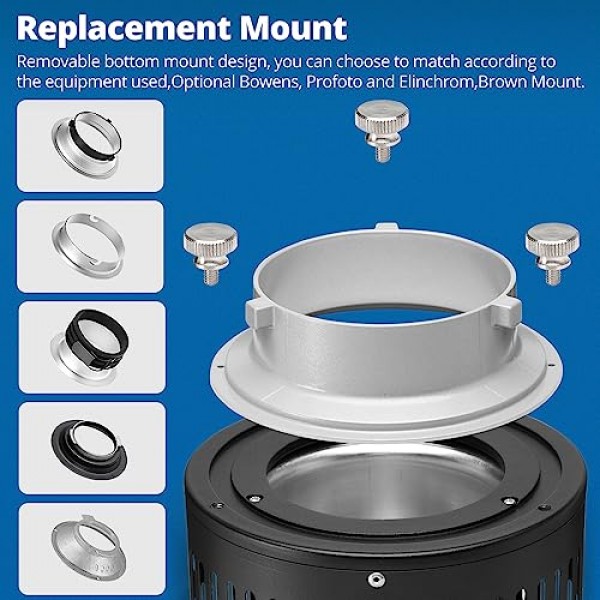 AMBITFUL AL-18 Pro Bowens 마운트 원추형 스누트 키트(50mm 렌즈 포함), LED 비디오 조명/연속 출력 조명용 비디오 아티스트 모델링 모양 조명 스튜디오 사용