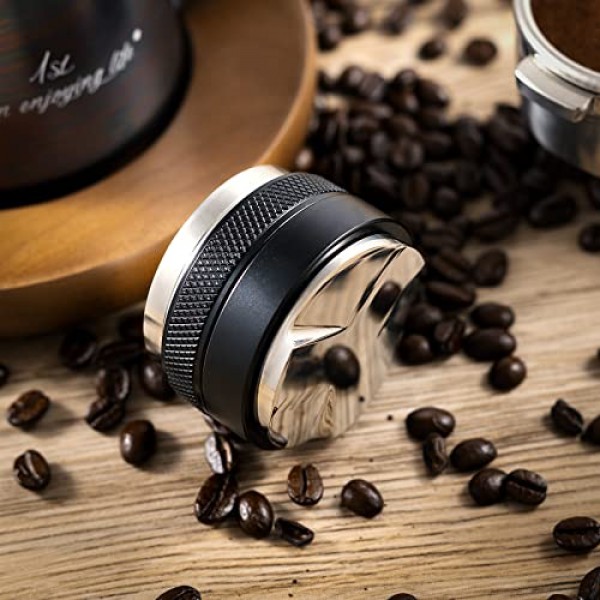 53mm 커피 분배기 및 탬퍼, 듀얼 헤드 커피 레벨러 도구 54mm Breville Portafilter 에스프레소 분배 도구에 적합 전문 에스프레소 핸드 탬퍼 – 조절 가능한 깊이
