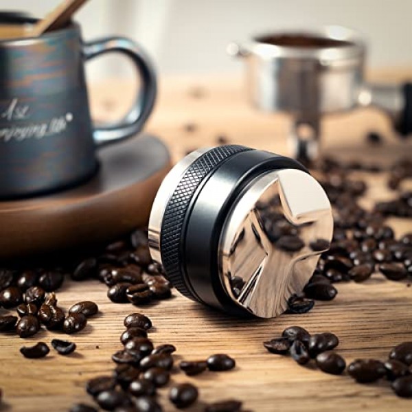 53mm 커피 분배기 및 탬퍼, 듀얼 헤드 커피 레벨러 도구 54mm Breville Portafilter 에스프레소 분배 도구에 적합 전문 에스프레소 핸드 탬퍼 – 조절 가능한 깊이