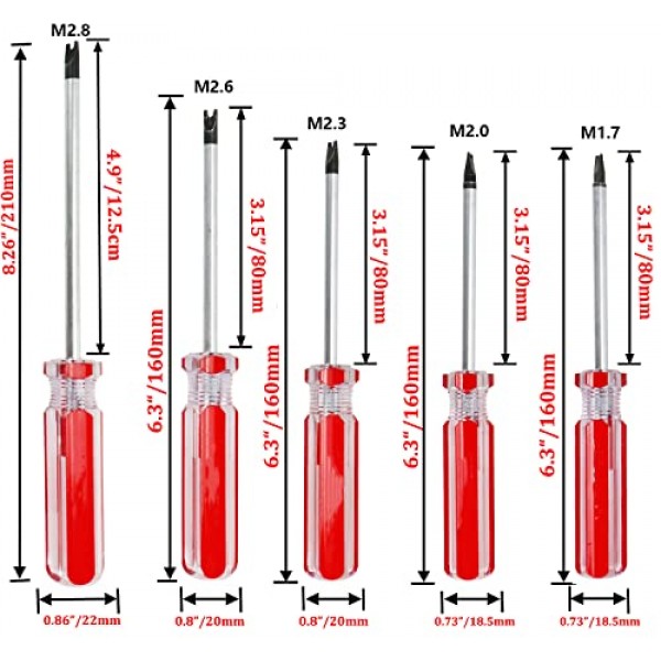 Rannb 스패너 스크루드라이버 세트(자기 팁 포함) 5 크기 M1.7 M2.0 M2.3 M2.6 및 M2.8