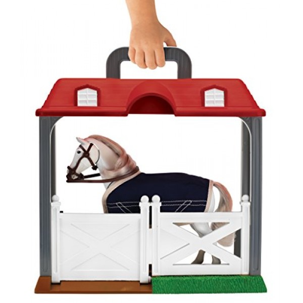 Sunny Days Entertainment 블루 리본 챔피언 디럭스 리피자너 그루밍 안정적인 플레이 세트와 29개의 사실적인 액세서리 포함