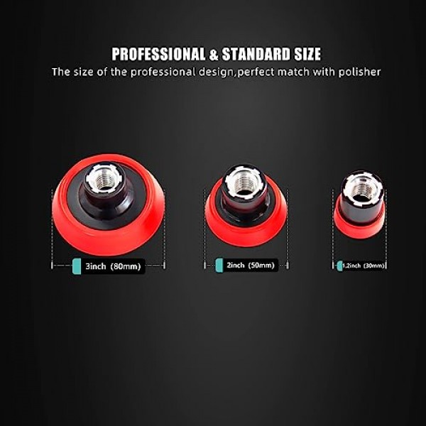 자동차 폼 드릴 연마 패드 키트, 44Pcs 1inch 2inch 3inch 세부 연마 버핑 패드 혼합 크기 자동차 자세히 키트 5/8-11 스레드 백업 패드 및 버퍼 폴리 셔 연마, 버핑 용 어댑터