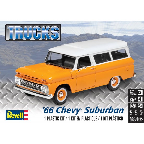 Revell 14409 '66 Chevy Suburban Chevrolet 상세 모델 키트 자동차 키트 1:25 멀티컬러 원 사이즈