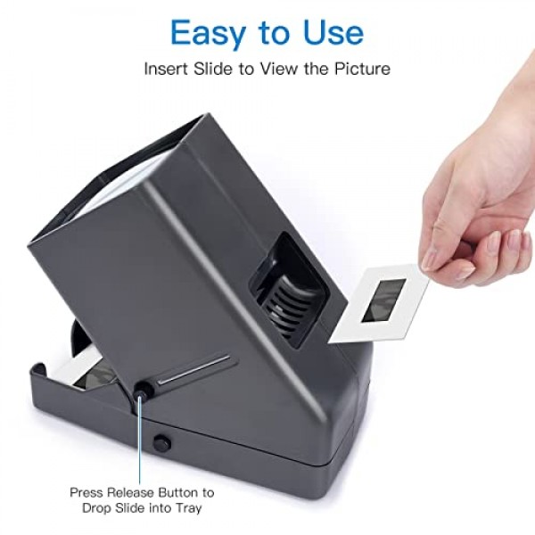 35mm 슬라이드 및 필름 뷰어, 네거티브 뷰어, 데스크탑 LED 조명 조명 보기, 3배 확대, USB 전원 공급