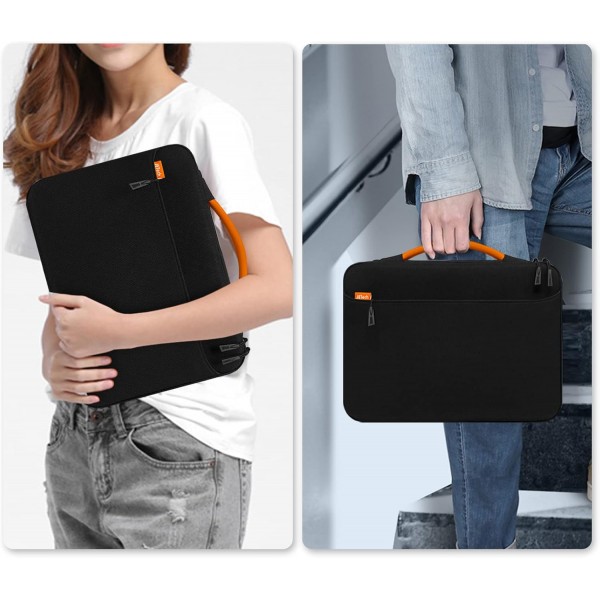 13.3인치 MacBook Air/Pro, 14인치 MacBook Pro 2021 M1, 13-13.6인치 노트북용 JETech 노트북 슬리브, 작은 가방이 있는 방수 휴대용 케이스(검은색)