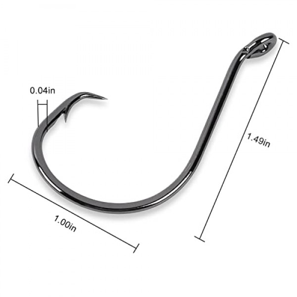 UCEC 서클 후크 바닷물 낚시 후크 2X 강력한 오프셋 포인트 메기 후크, 고탄소강 문어 후크 피쉬 후크 키트 담수, 40PCS, 크기: 1/0 3/0 4/0 5/0 6/0 7/0 8/0