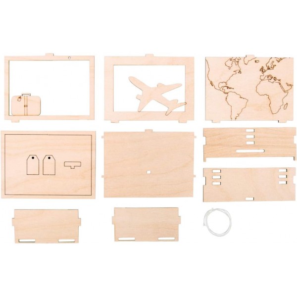 여행 및 휴가를 위한 Rayher DIY 돈 선물 포장 여행, 디자인할 3D 나무 선물 상자, 12개 조각, 11.5x8.5x5cm, Box 1Set, FSC 혼합 크레딧, 62920505