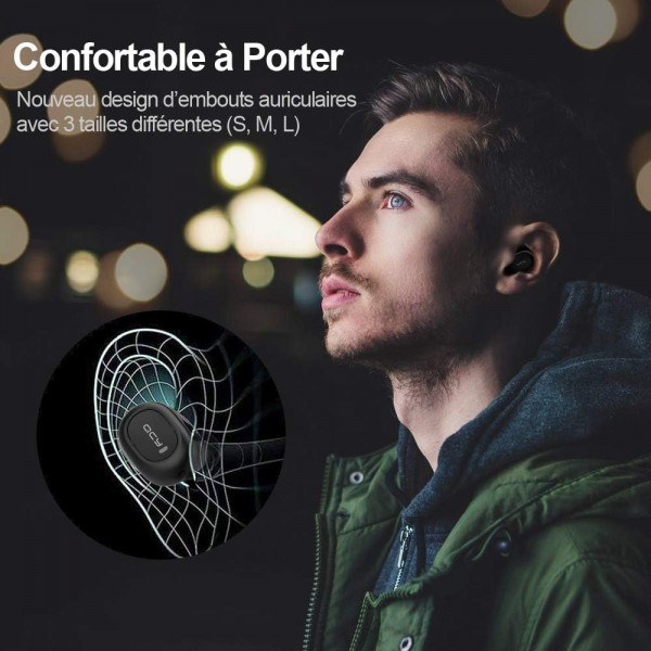 HOMSCAM 블루투스 헤드폰 블루투스 5.0 무선 무선 핸즈프리 충전기 마이크 경량 HiFi 이어폰 for iPhone Huawei Xiaomi Samsung iPad