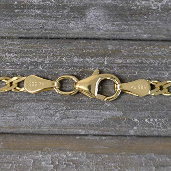 여성과 남성을위한 EDELIND 팔찌 333 585 리얼 골드 2.9mm 트윈 커브 체인 옐로우 골드 팔찌 골드 팔찌와 보석 선물 상자 Made in Germany