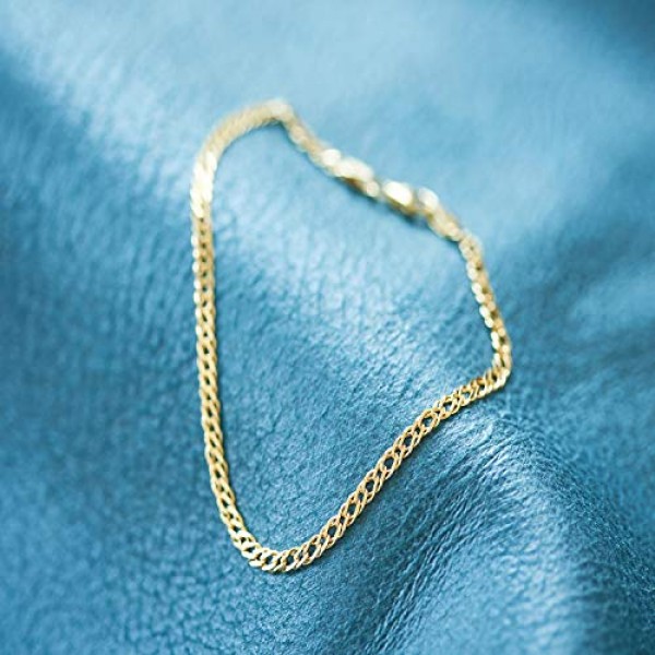 여성과 남성을위한 EDELIND 팔찌 333 585 리얼 골드 2.9mm 트윈 커브 체인 옐로우 골드 팔찌 골드 팔찌와 보석 선물 상자 Made in Germany