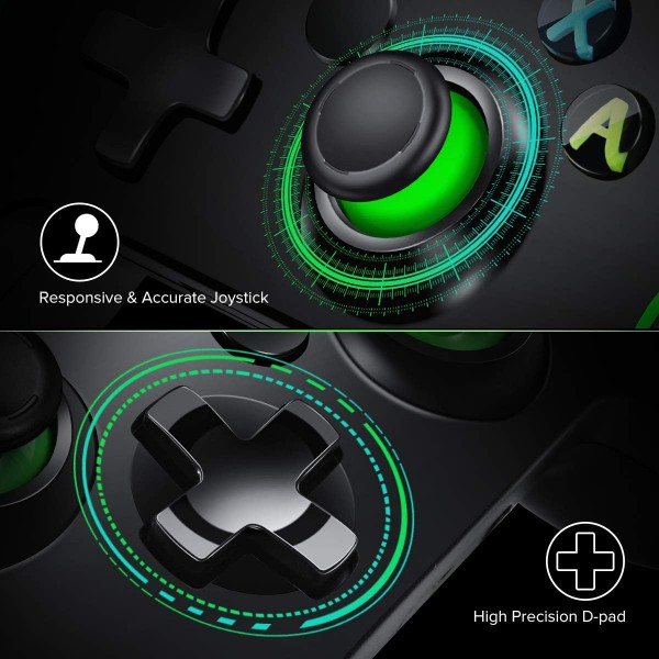 Xbox One 컨트롤러와 호환되는 VOYEE 무선 컨트롤러, Xbox One /S /X /Elite /PC Windows 10과 호환되는 업그레이드된 컨트롤러 - Schwarz