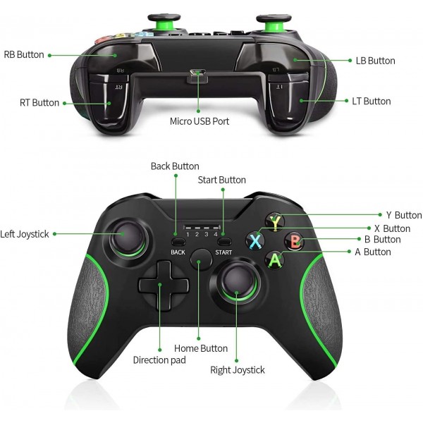 Xbox One 컨트롤러와 호환되는 VOYEE 무선 컨트롤러, Xbox One /S /X /Elite /PC Windows 10과 호환되는 업그레이드된 컨트롤러 - Schwarz