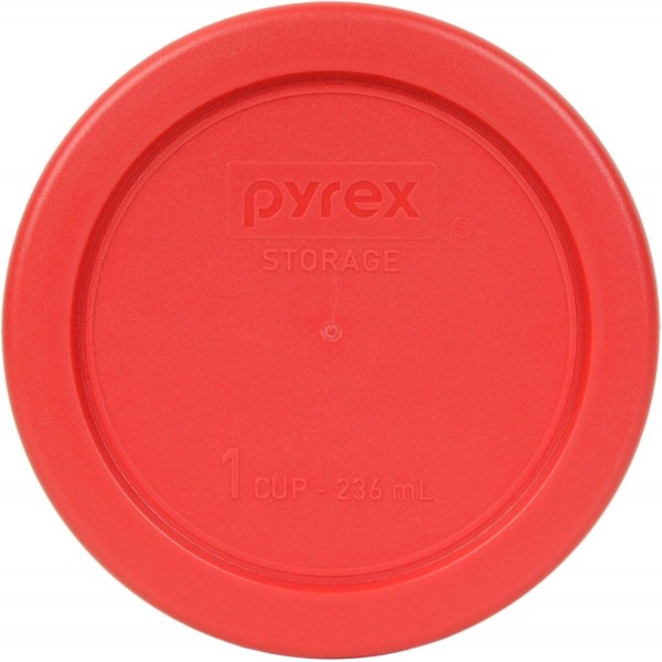 Pyrex 7202-PC 4 빨간색 1컵, 236mL 파이렉스 유리 그릇용 원형 보관 뚜껑