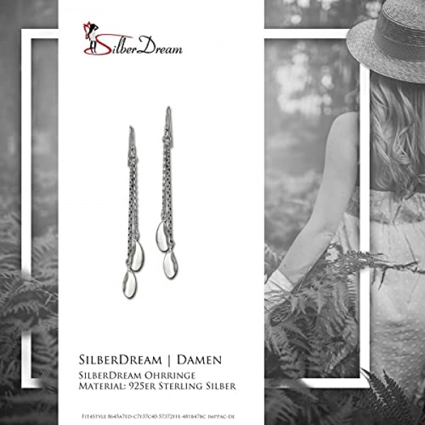 SilberDream SDO6705J 여성용 귀걸이 925 리얼 실버 드롭 귀걸이, 스털링 실버