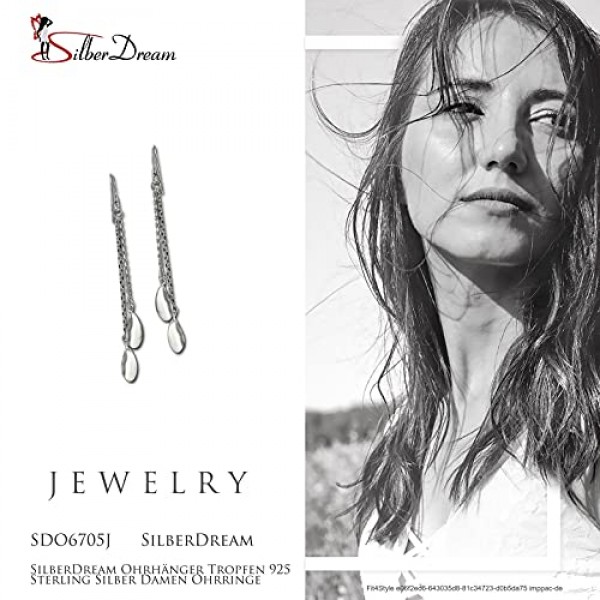 SilberDream SDO6705J 여성용 귀걸이 925 리얼 실버 드롭 귀걸이, 스털링 실버
