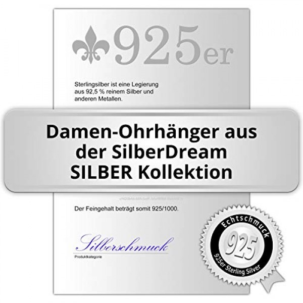 SilberDream SDO6705J 여성용 귀걸이 925 리얼 실버 드롭 귀걸이, 스털링 실버