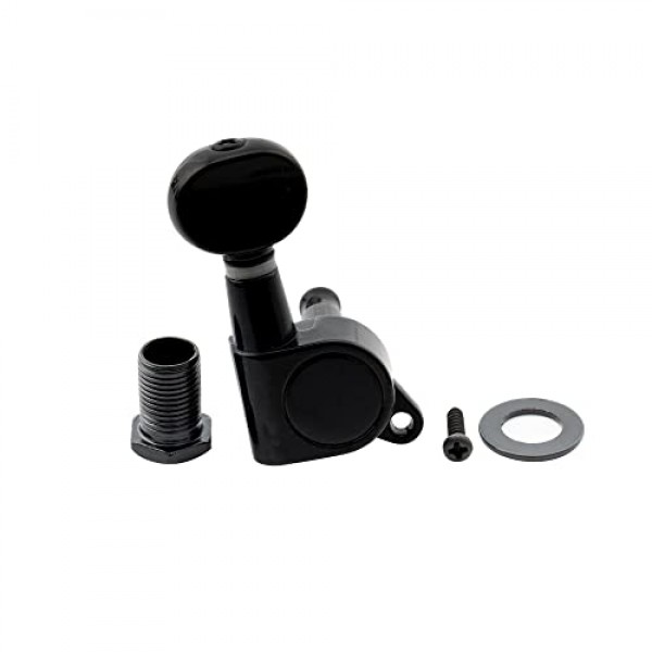 Musiclily Pro 6 인라인 밀봉 기타 튜너 튜닝 페그 키 펜더 스트라토캐스터 텔레캐스터, 타원형 버튼 블랙용 머신 헤드 세트