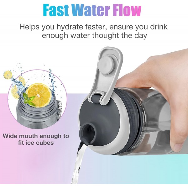 누출 방지 플립 탑 캡이 있는 SUPKIT 스포츠 물병, 재사용 가능한 내구성  체육관 야외 스포츠 물병 회색 20oz 회색