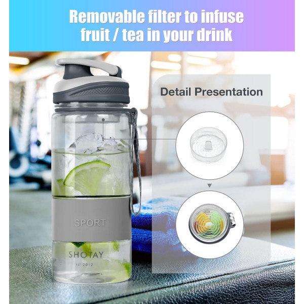 누출 방지 플립 탑 캡이 있는 SUPKIT 스포츠 물병, 재사용 가능한 내구성  체육관 야외 스포츠 물병 회색 20oz 회색