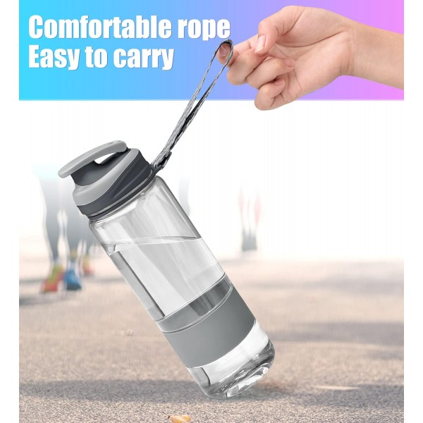 누출 방지 플립 탑 캡이 있는 SUPKIT 스포츠 물병, 재사용 가능한 내구성  체육관 야외 스포츠 물병 회색 20oz 회색