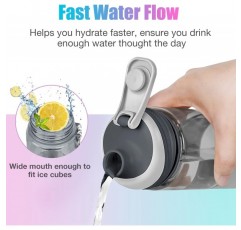 누출 방지 플립 탑 캡이 있는 SUPKIT 스포츠 물병, 재사용 가능한 내구성  체육관 야외 스포츠 물병 회색 20oz 회색