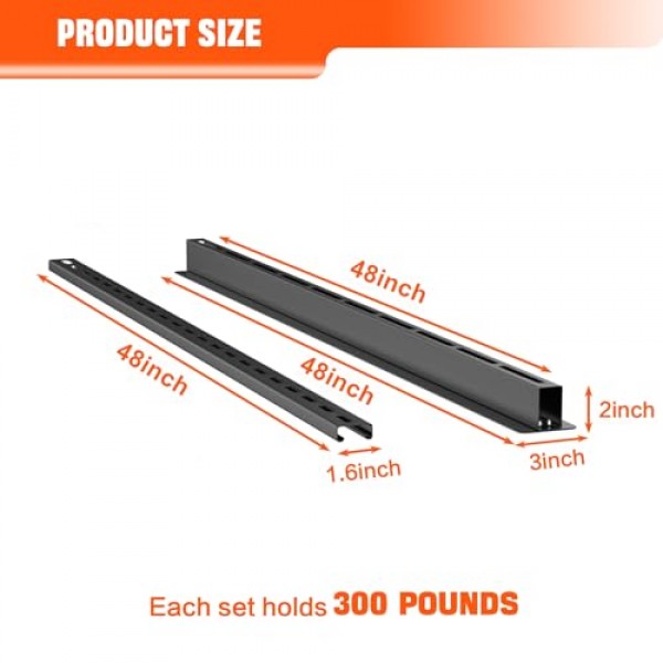 TORACK 차고 천장 빈 보관 랙, 오버헤드 토트 보관 레일 시스템 헤비 듀티 조절 가능 토트 슬라이드 차고 보관 시스템(통은 포함되지 않음)