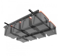 TORACK 차고 천장 빈 보관 랙, 오버헤드 토트 보관 레일 시스템 헤비 듀티 조절 가능 토트 슬라이드 차고 보관 시스템(통은 포함되지 않음)