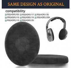 Sennheiser RS120/HDR120/TR120/RS100/RS110/RS115/RS117/RS119/RS135 헤드폰용 SOULWIT 벨루어 교체용 이어 패드, TR 120/HDR 120/RS 120/RS 120II/RS 110/RS 135/TR135용 교체 패드 블랙 벨루어