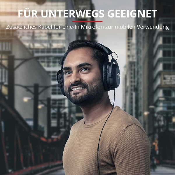 트러스트 게이밍 헤드셋 GXT 414 마이크 포함 PS4, PS5, PC, Nintendo Switch, Xbox Series X, Xbox One - 조정 가능한 헤드밴드가 있는 Zamak 유선 게이밍 헤드폰 - 블랙 멀티플랫폼 블랙