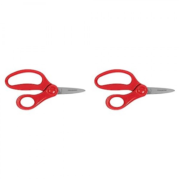 Fiskars 어린이 가위 끝이 뾰족한 5인치, 빨간색(2개 팩)
