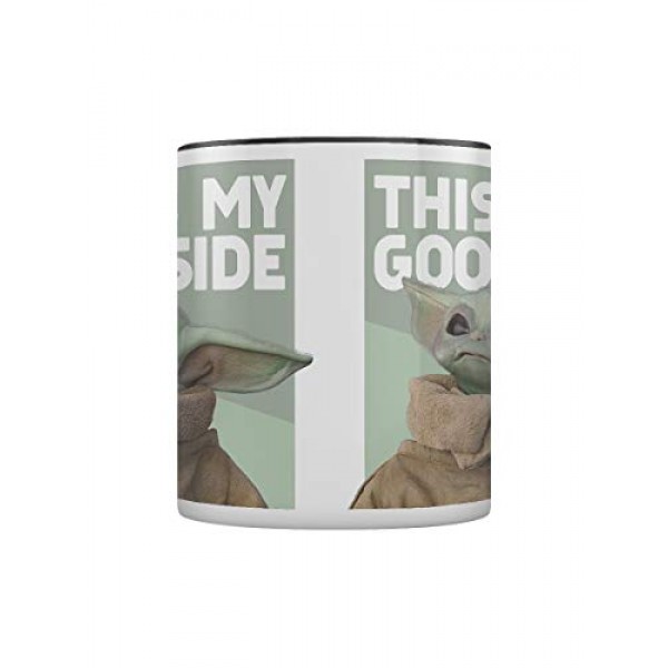 피라미드 MGC25850 디즈니 스타워즈 만달로리안(굿 사이드) 블랙 컬러 내부 차와 커피 머그, 세라믹 화이트