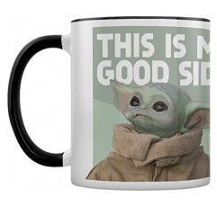 피라미드 MGC25850 디즈니 스타워즈 만달로리안(굿 사이드) 블랙 컬러 내부 차와 커피 머그, 세라믹 화이트