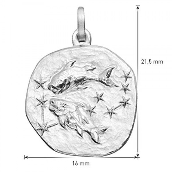 Trendor 08441-03 물고기자리 조디악 로그인 목걸이 여성, 남성 또는 어린이를 위한 925 실버 직경 16 mm 스털링 실버