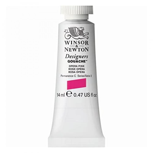 Winsor & Newton 디자이너 구아슈, 14ml(0.47oz) 튜브, 오페라 핑크